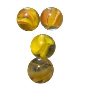 Vintage Orange Glass Cat Eye Target Marbles. Pack of 4 (A)